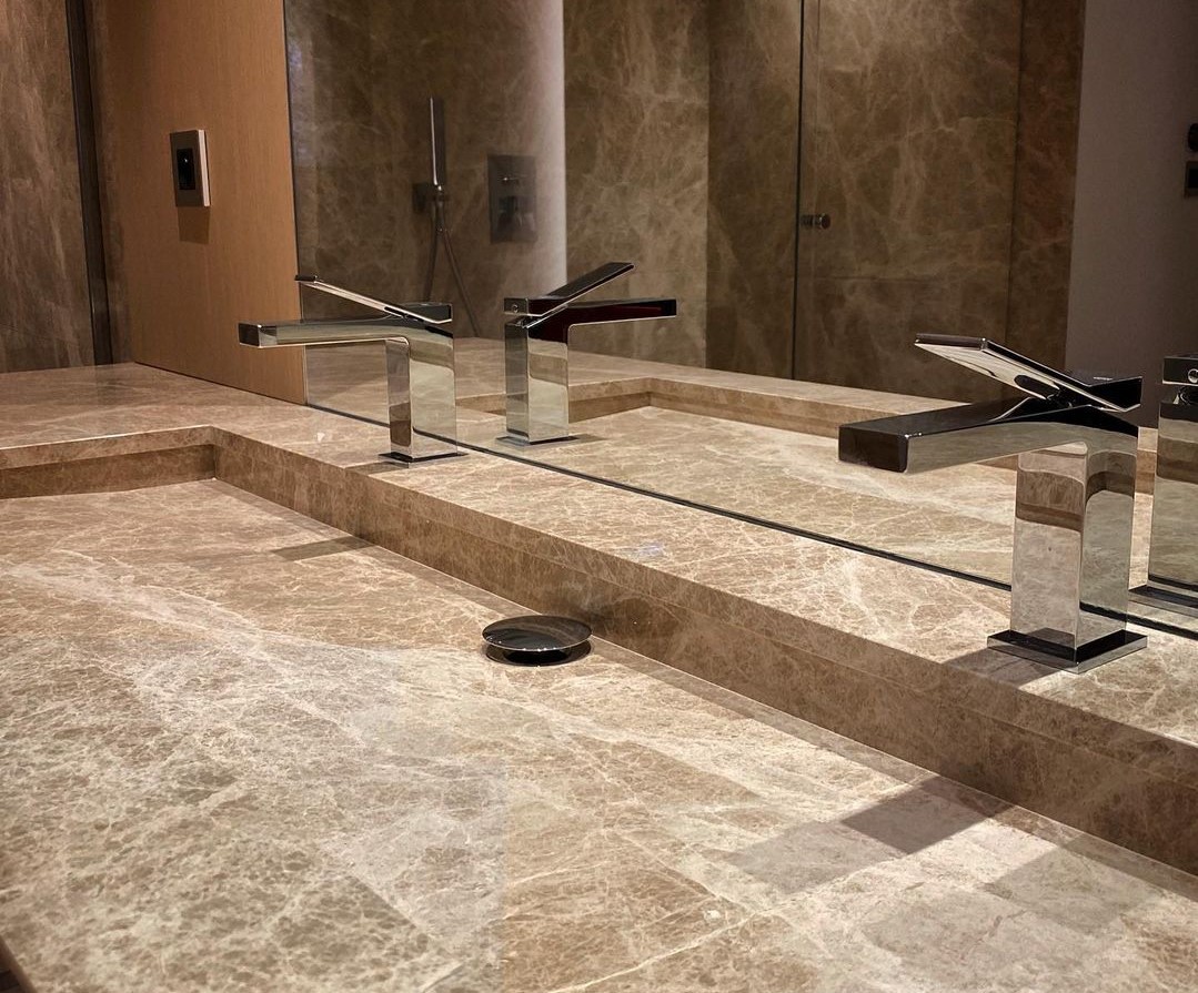 Emperador light marble bathroom