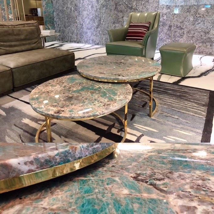 Amazon Green Natural Stone Round Table